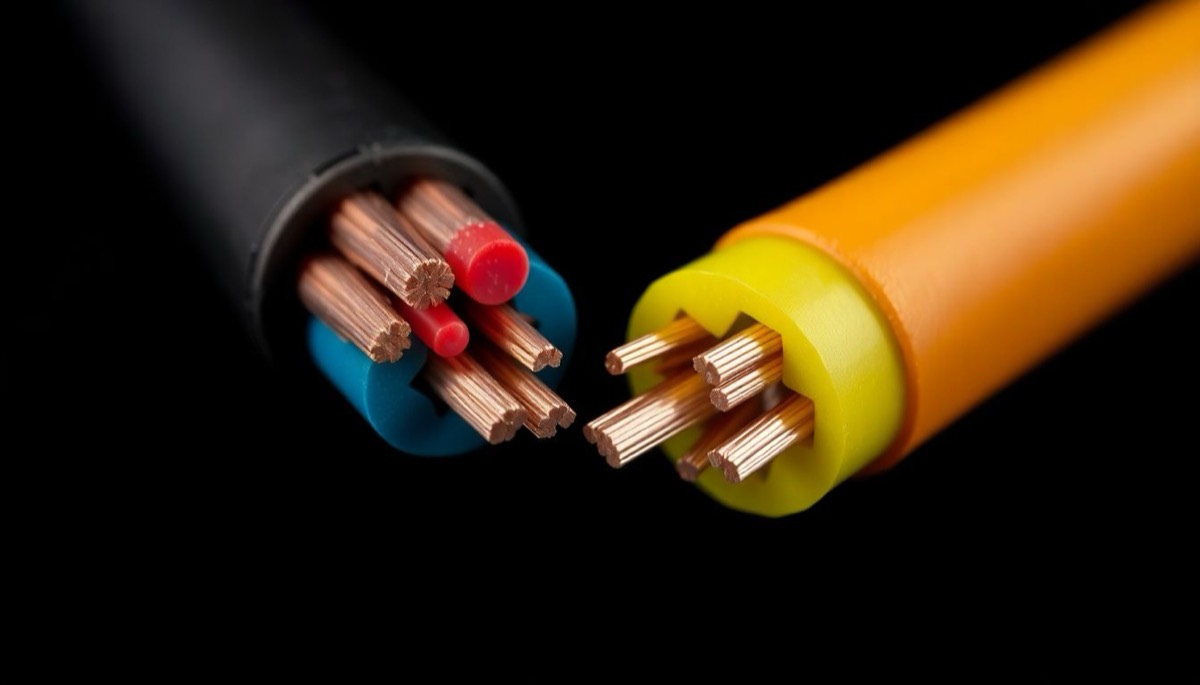Plastic insulation layers of a cable with copper conductors